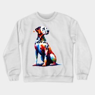 Dalmatian Expressed in Colorful Splash Art Form Crewneck Sweatshirt
